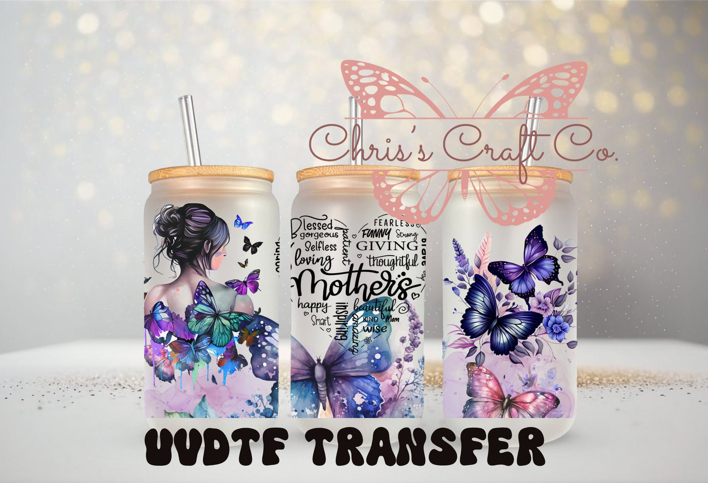 UVDTF Wrap Mother’s Love for 16OZ Can Glass Mug Tumbler. Mother Wrap, Ready to Apply, Permanent Waterproof Adhesive