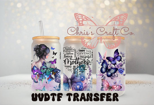UVDTF Wrap Mother’s Love for 16OZ Can Glass Mug Tumbler. Mother Wrap, Ready to Apply, Permanent Waterproof Adhesive