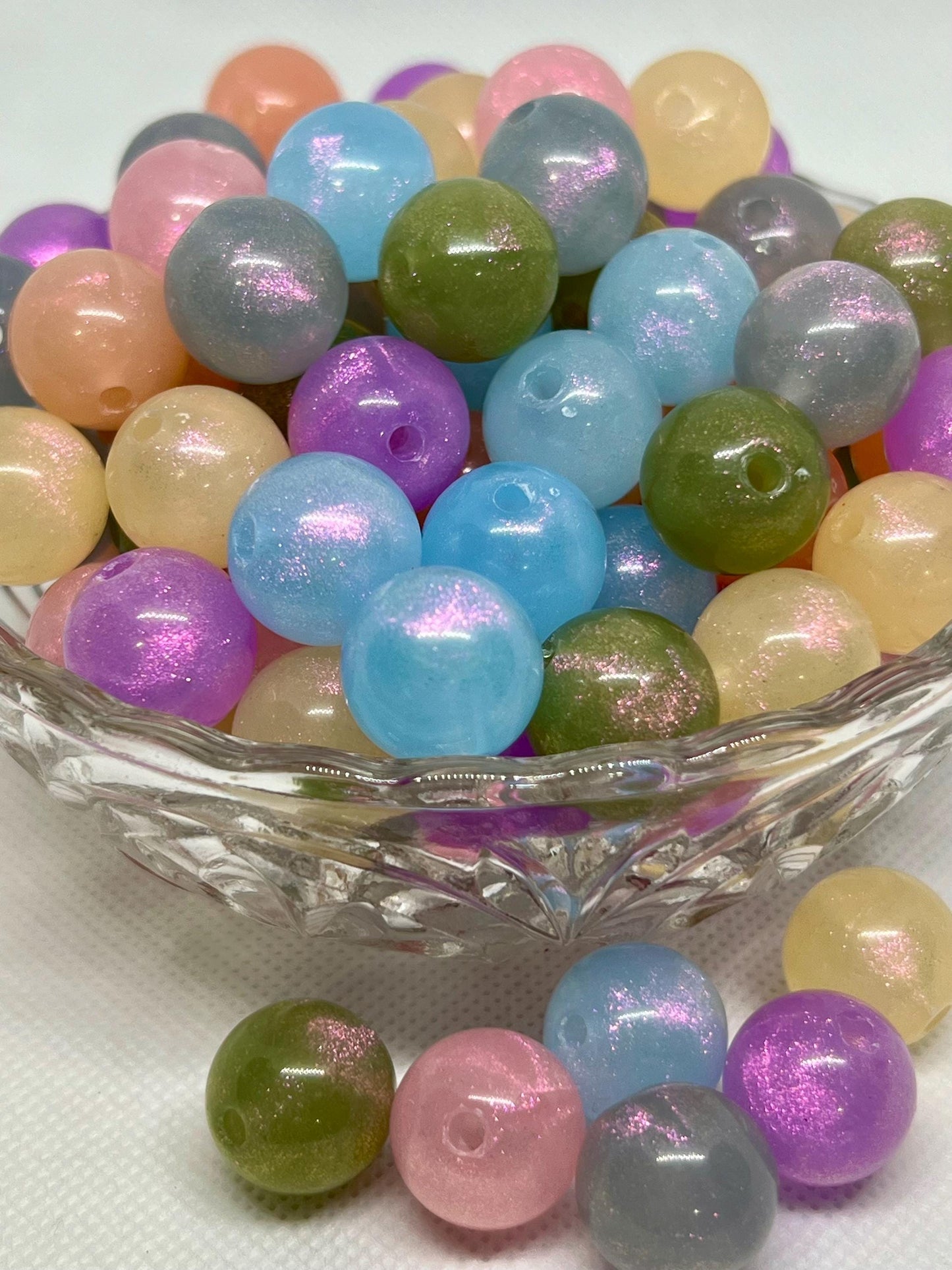 16mm Luminous Glitter Acrylic Beads, Acrylic Gumball Beads in Bulk, 16mm Beads, 16mm Bubble Gum Beads, DIY ideas, Chunky Beads