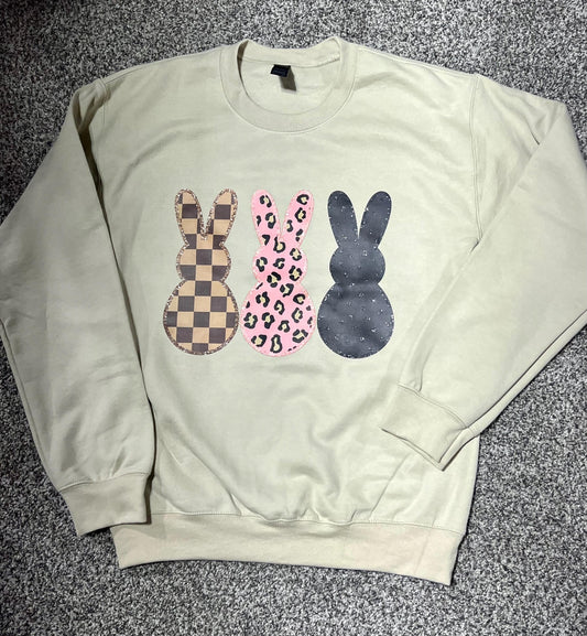 Easter Bunnies Leopard Checkered Colorful, Ready to Press, Screen Print Transfer, Full Color Matte Clear Transfer
