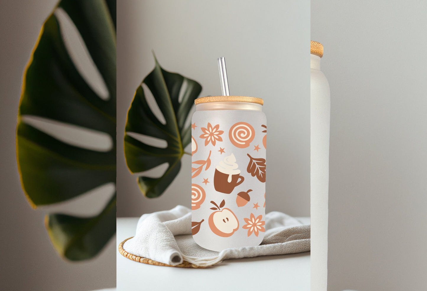 UVDTF Wrap Autumn Coffee Spice 16oz Can Glass, Mug, Tumbler, Ready to Apply, Permanent Waterproof Adhesive
