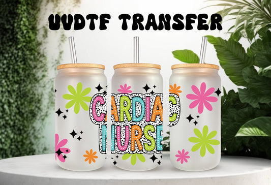 UVDTF Wrap Retro Cardiac Nurse Dalmatian Dots for 16oz Can Glass Mug Tumbler, Ready to Apply, Permanent Adhesive, Exclusive Design