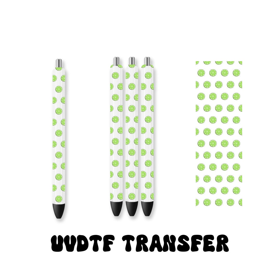 UVDTF Pen Wrap Key Lime, Fruit Green Lime Pen wrap, Pen Wrap, Epoxy Pen Wrap, Ready to Apply, Permanent Waterproof Adhesive