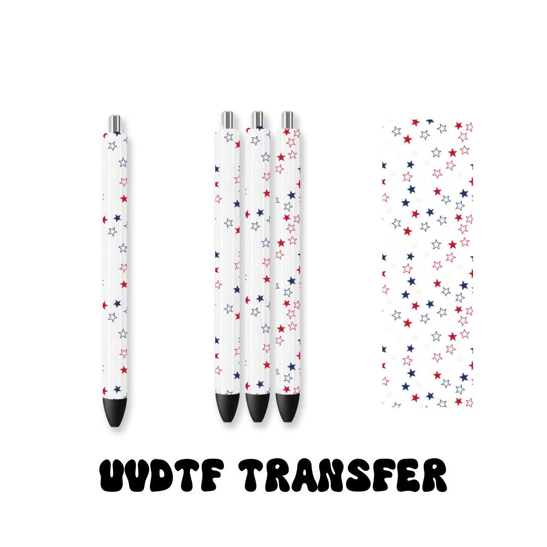 UVDTF Pen Wrap Stars Red White Blue, Patriotic Pen wrap, Pen Wrap, Epoxy Pen Wrap, Ink Joy Pen Wrap, Permanent Waterproof Adhesive