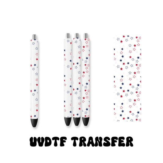 UVDTF Pen Wrap Stars Red White Blue, Patriotic Pen wrap, Pen Wrap, Epoxy Pen Wrap, Ink Joy Pen Wrap, Permanent Waterproof Adhesive