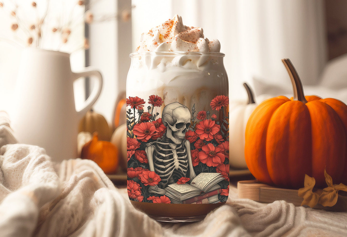 UVDTF Wrap Skeleton Reading Books Floral