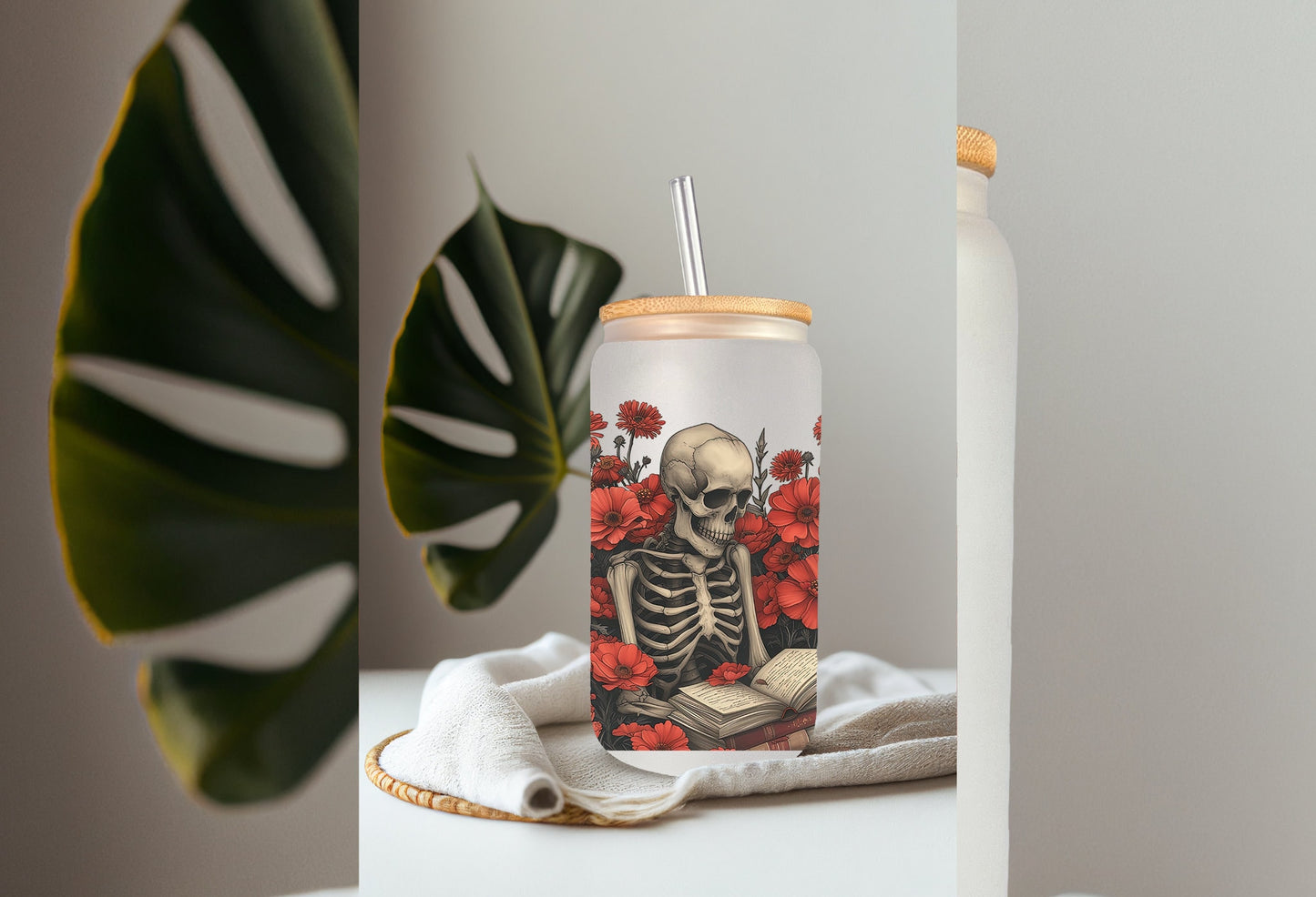 UVDTF Wrap Skeleton Reading Books Floral