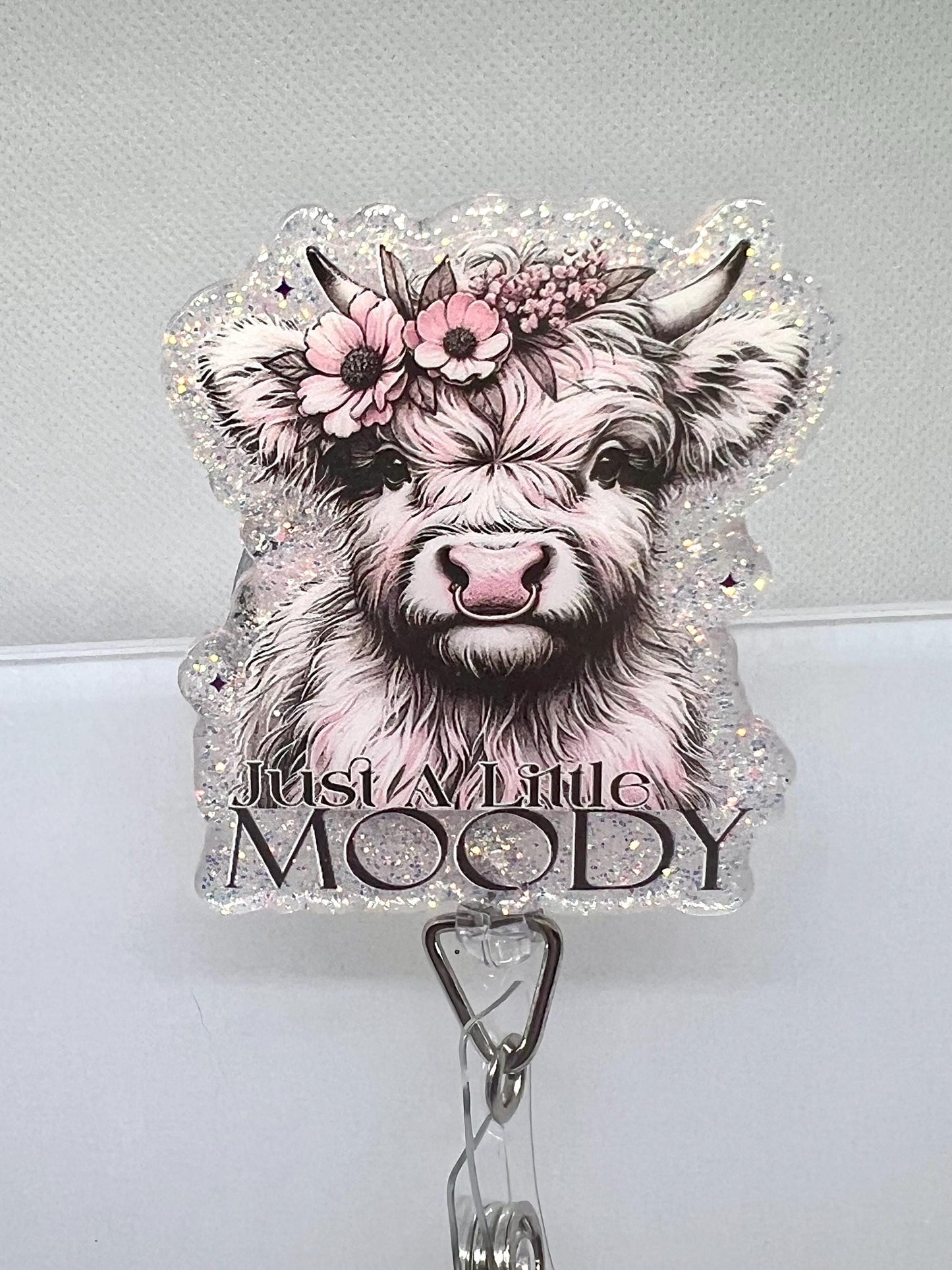 Highland Cow Acrylic Blank Decal Set, Just a Little Moody, DIY Badge Reels, UVDTF sticker, Unfinished Badge Reel, Badge Reel Blanks