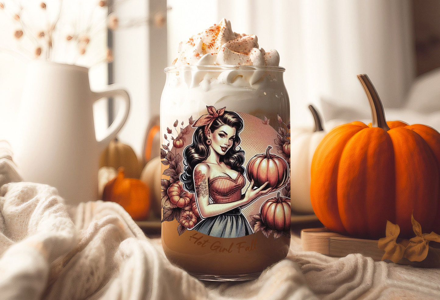 UVDTF Wrap Hot Girl Fall Coquette Bows for 16oz Can Glass Tumbler, Ready to Apply, Permanent Waterproof Adhesive