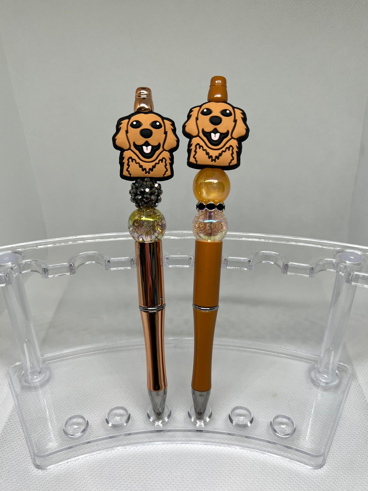 Golden Retriever Dog Beaded Pen Pink Blue Gold, Fun Pens Acrylic  Beads, Beaded Pen, Retractable Ink Pen, Gifts