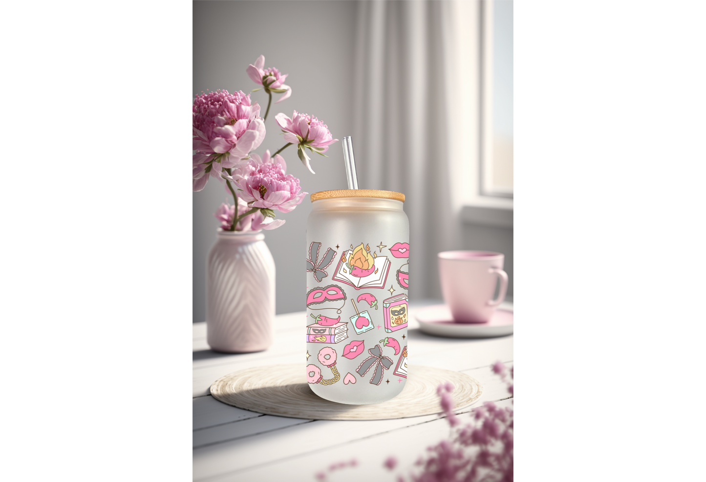 UVDTF Wrap Romance Smutty Books for 16oz Can Glass Mug Tumbler, Ready to apply, Permanent Waterproof Adhesive, Double Sided Option
