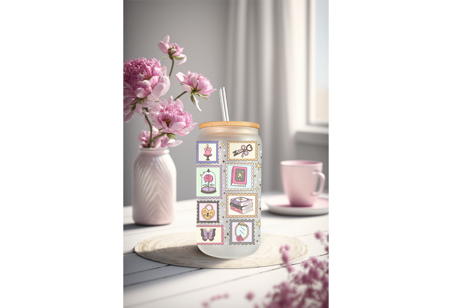 UVDTF Wrap Books Dark Academy Checkered for 16oz Can Glass Mug Tumbler, Ready to apply, Permanent Waterproof Adhesive (Copy)