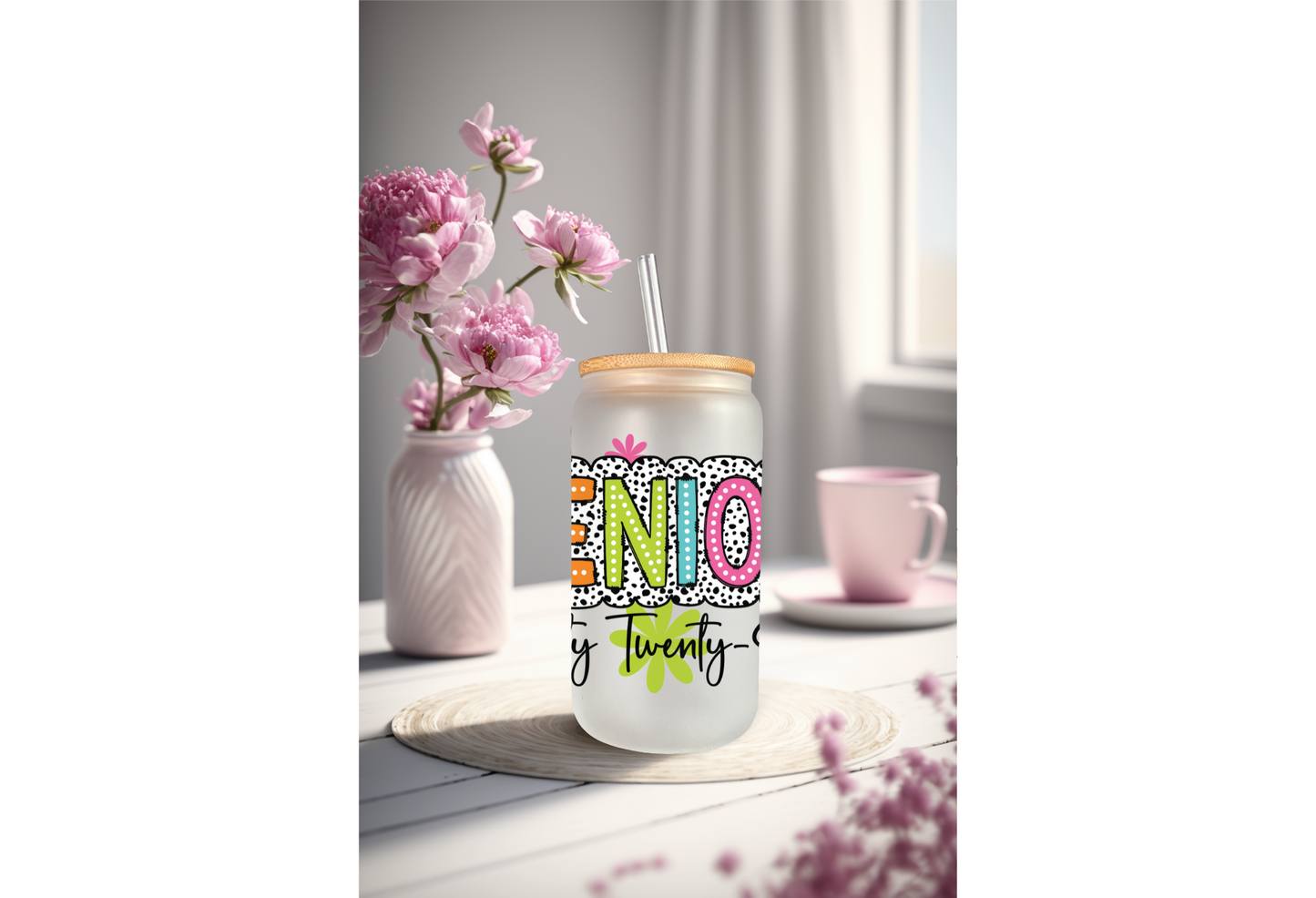 UVDTF Wrap Senior 2026 Dalmatian Dots for 16oz Can Glass, Mug Tumbler, Ready to Apply, Permanent Adhesive, Exclusive