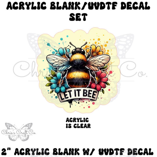 Acrylic Blank Bee UVDTF Decal Set, Let it Bee, DIY Badge Reels, Bow Blank UVDTF sticker, Unfinished Badge Reel, Badge Reel Blank