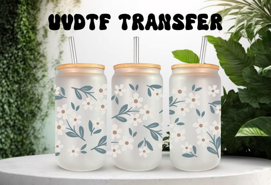 UVDTF Wrap Floral Summer Daisies 20oz Can Wrap Mug Tumbler, Flower Wrap, Ready to Apply, Permanent Waterproof Adhesive