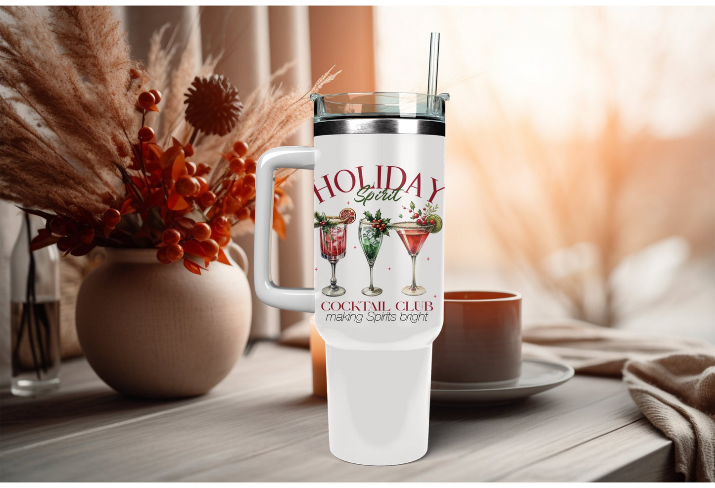 UVDTF Wrap Holiday Spirit Cocktail Club Coquettes Bows 16oz Can Glass, Mug, Tumbler, Ready to Apply, Permanent Waterproof Adhesive