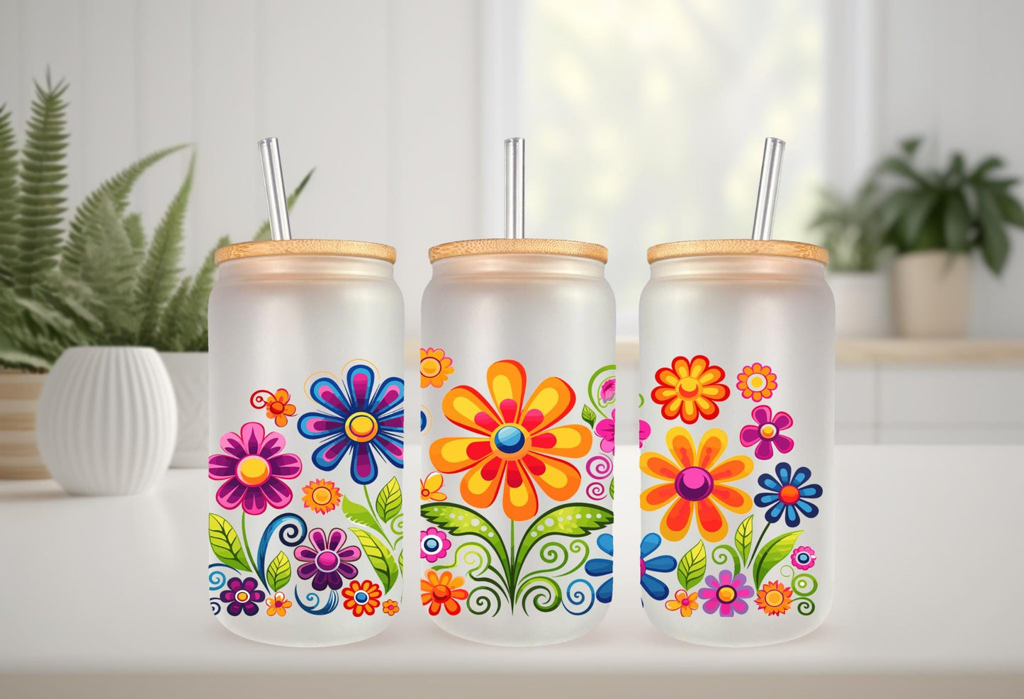 UVDTF Wrap Colorful Retro Flowers