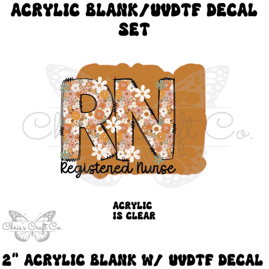 Acrylic Blank RN Retro UVDTF Decal Set, Diy Badge Reels, UVDTF sticker, Unfinished Badge Reel, Badge Reel Blanks