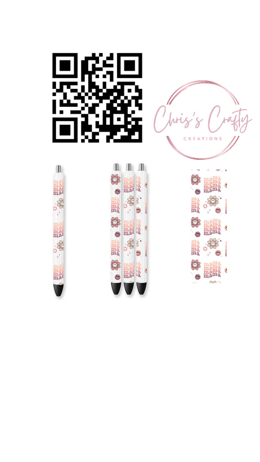 UVDTF Pen Wrap Retro Wavy Mama, Permanent Waterproof Adhesive, Ready to Apply
