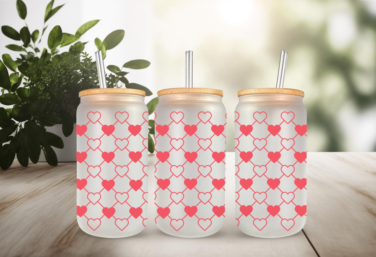 UVDTF Wrap Heart Valentine’s 16oz Can Glass Mug Tumbler,  Ready to Apply, Permanent Waterproof Adhesive