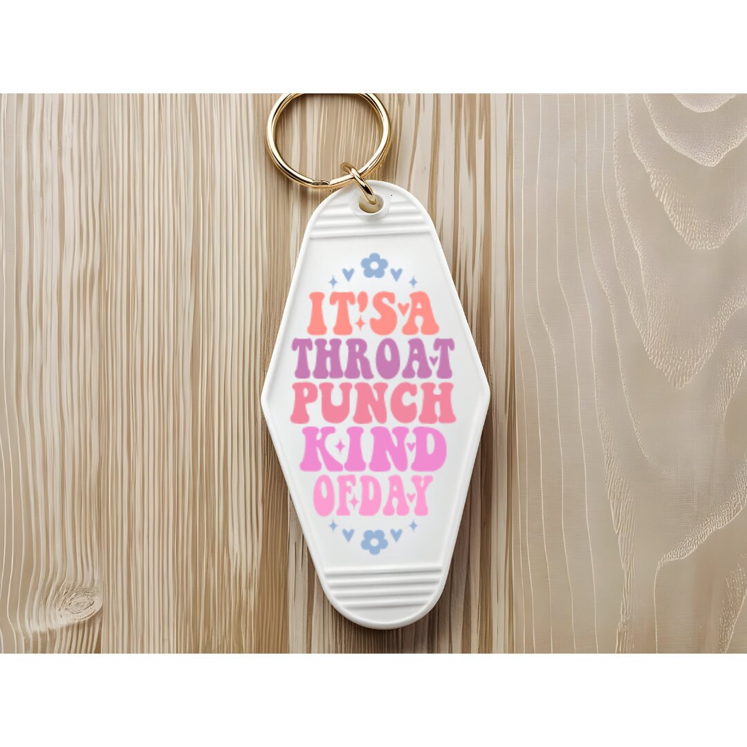 UVDTF Decal Motel It’s A Throat Punch Kind of Day , Funny Decal, Ready to Apply, Permanent  Adhesive,Single/Set of 5 Keychain Decals