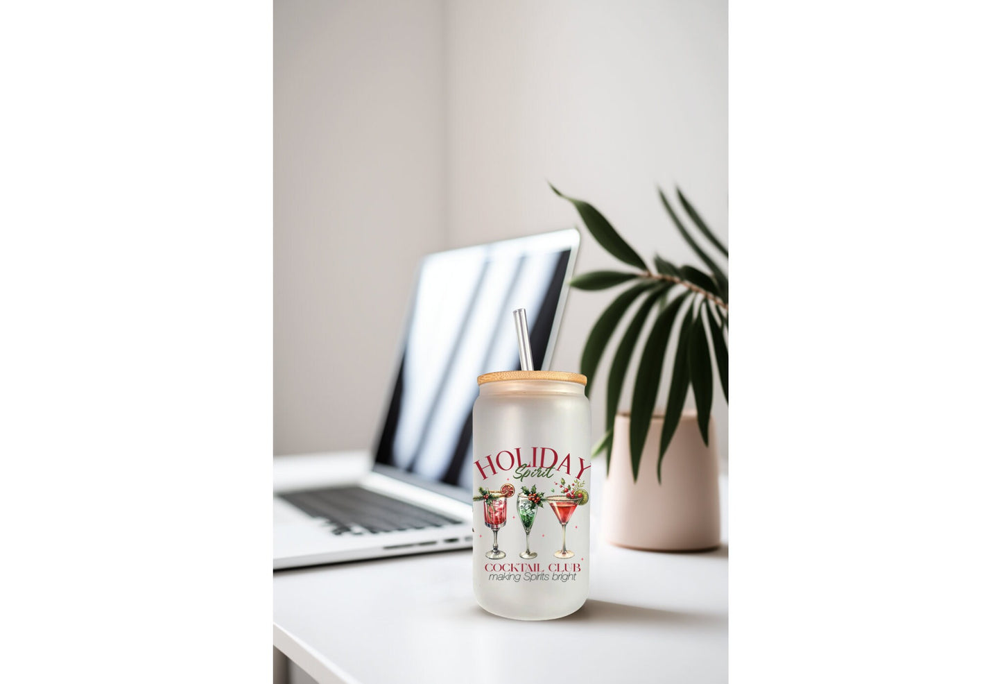 UVDTF Wrap Holiday Spirit Cocktail Club Coquettes Bows 16oz Can Glass, Mug, Tumbler, Ready to Apply, Permanent Waterproof Adhesive