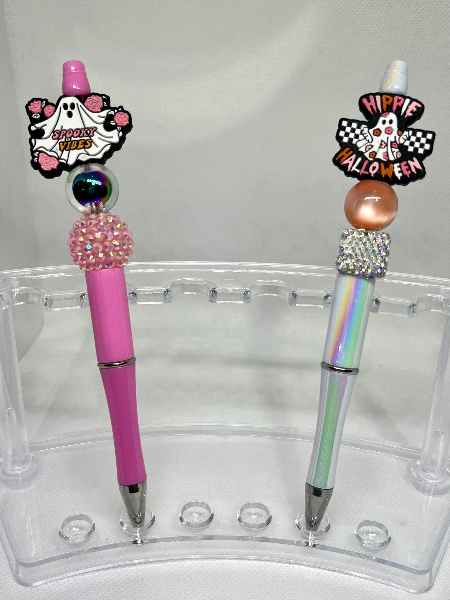 Beaded Pen Spooky Ghost Hippie Vibes, Fun Pens Acrylic Beads, Custom Pen, Retractable Ink Pen, Gifts for her, Teacher, Nurses, Medical