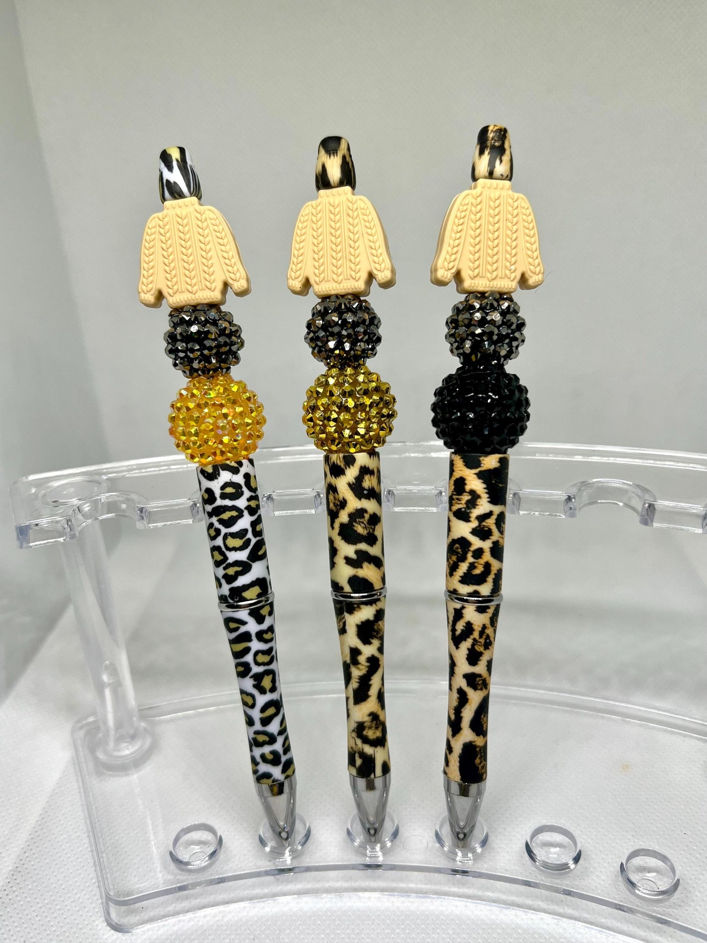 Beaded Pen Sweater Leopard Print