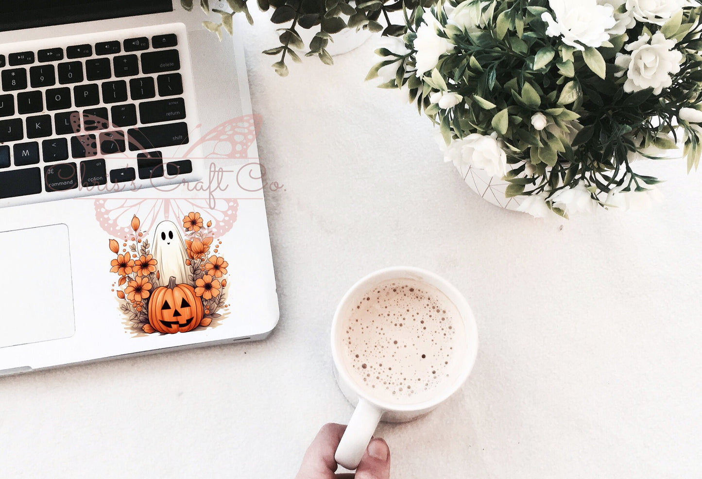 UVDTF Decal Pumpkin Floral Ghost 16oz Can Glass Mug Tumbler, Fall Decal, Ready to Apply, Permanent Waterproof Adhesive, add on a cup