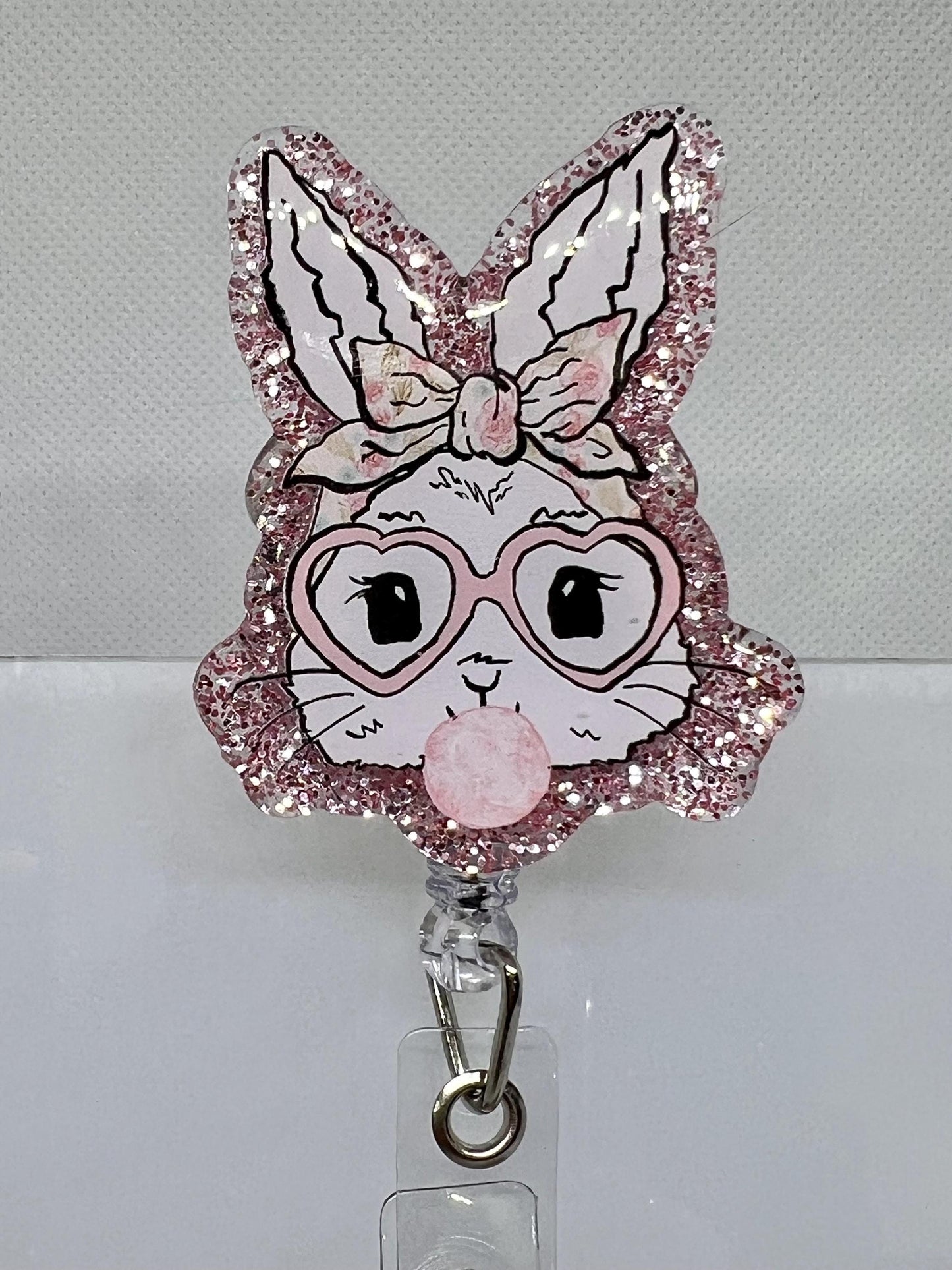 Easter Bunny Bubble Acrylic Blank Decal Set, DIY Badge Reels, Bow Blank and UVDTF sticker, Unfinished Badge Reel, Badge Reel Blanks