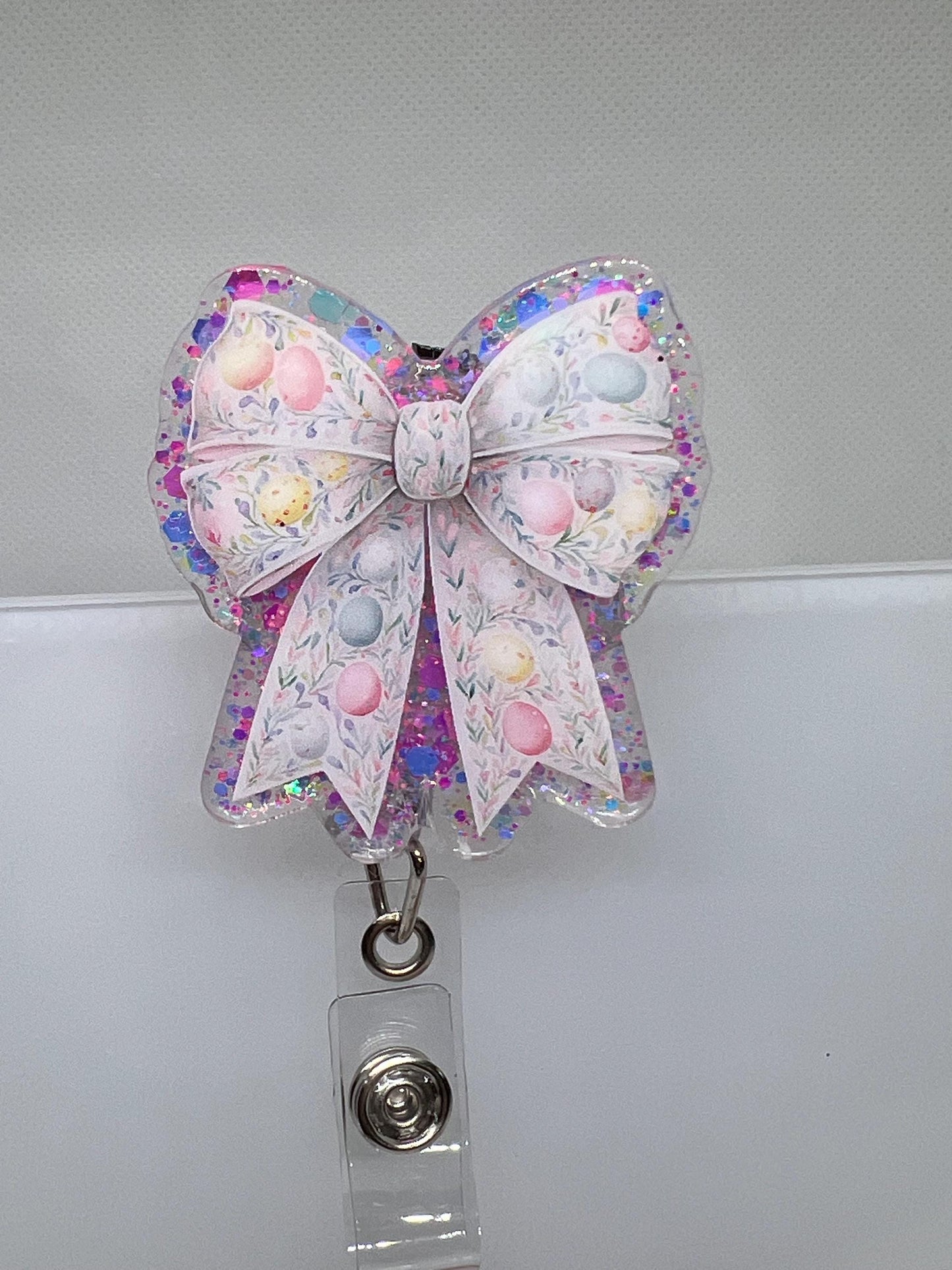 Easter Egg Bow Acrylic Blank Decal Set, DIY Badge Reels, Bow Blank and UVDTF sticker, Unfinished Badge Reel, Badge Reel Blanks