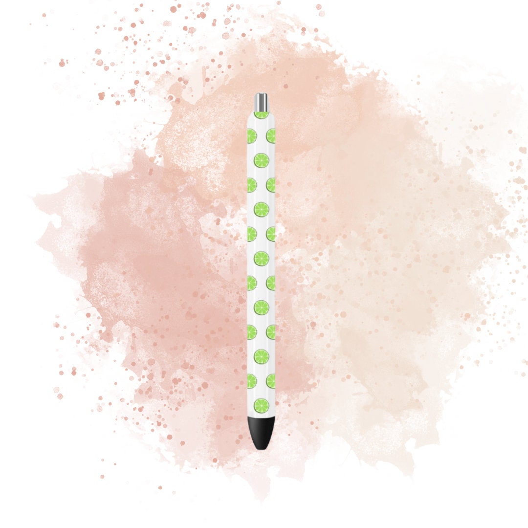UVDTF Pen Wrap Key Lime, Fruit Green Lime Pen wrap, Pen Wrap, Epoxy Pen Wrap, Ready to Apply, Permanent Waterproof Adhesive