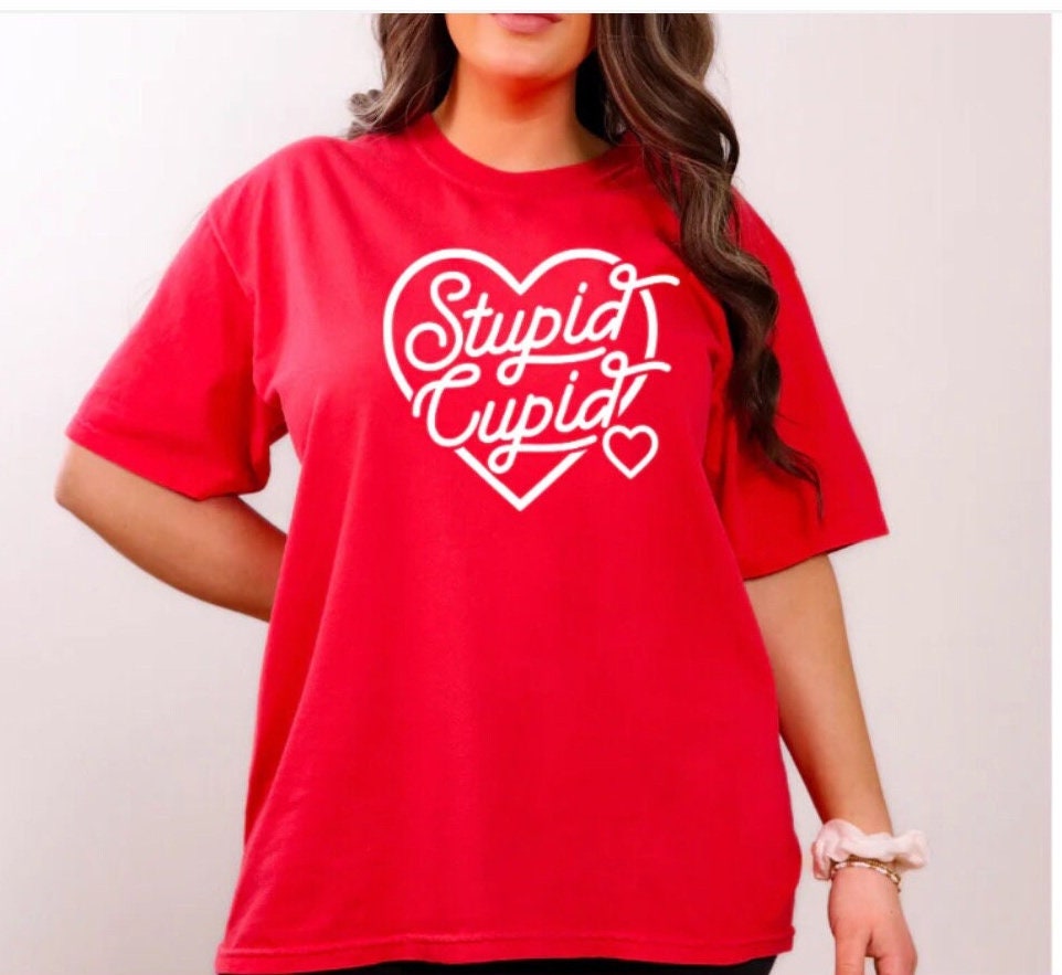 Screen Print Valentine’s Stupid Cupid, Ready to Press, Screen Print Transfer, White Ink Screen Print Heat Transfer