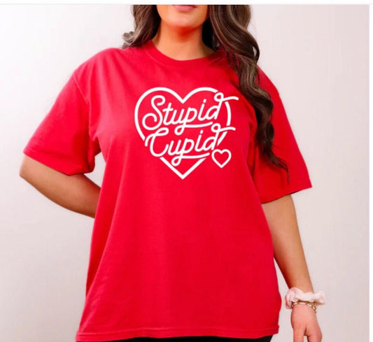 Screen Print Valentine’s Stupid Cupid, Ready to Press, Screen Print Transfer, White Ink Screen Print Heat Transfer