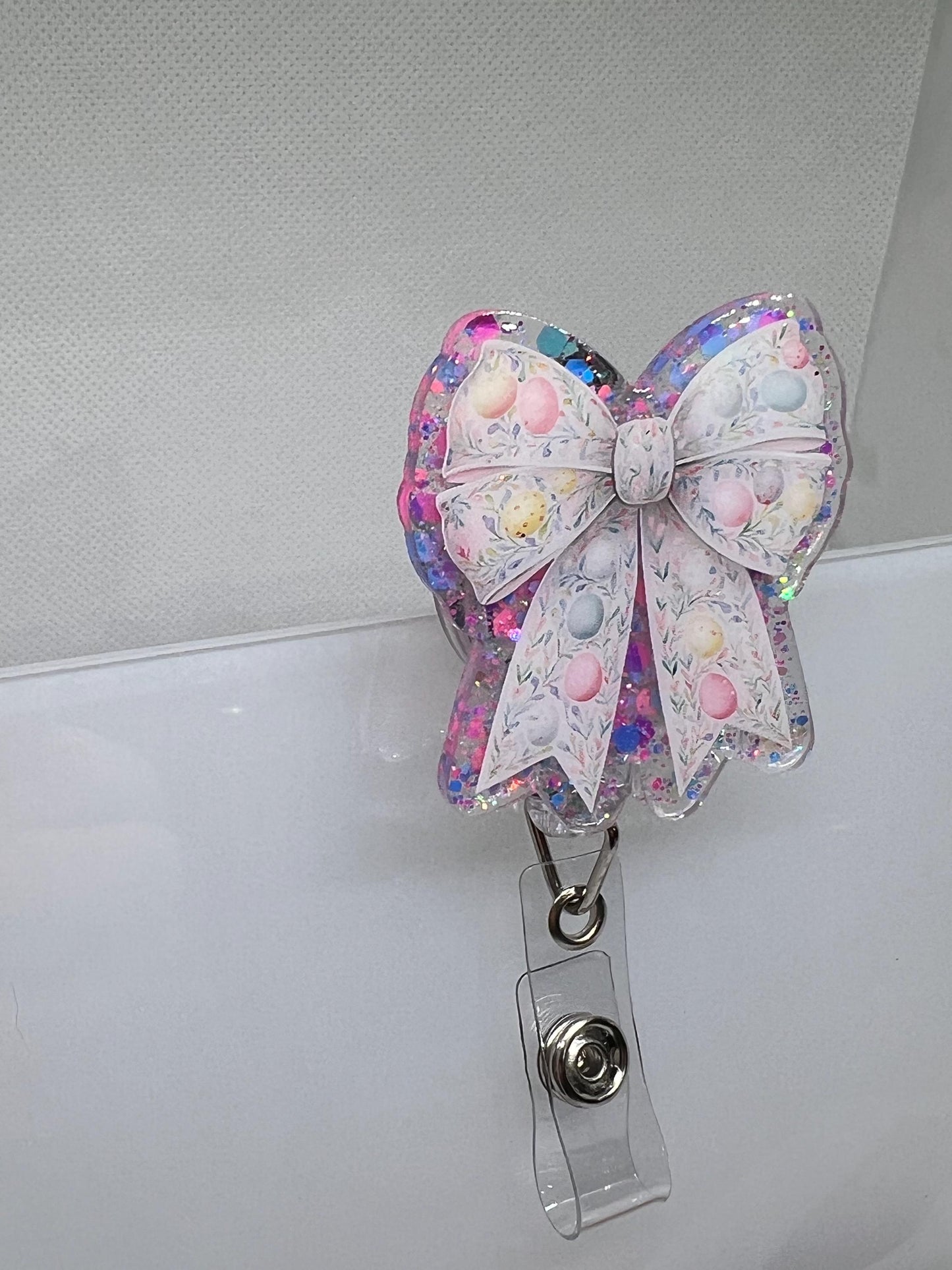 Easter Egg Bow Acrylic Blank Decal Set, DIY Badge Reels, Bow Blank and UVDTF sticker, Unfinished Badge Reel, Badge Reel Blanks