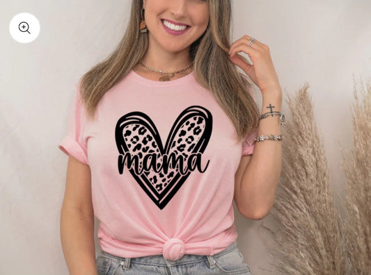 Screen Print Transfer Mama Cheetah Heart Single Color | Ready to Press | Screen Print Transfer | Black Ink Screen Print Transfer
