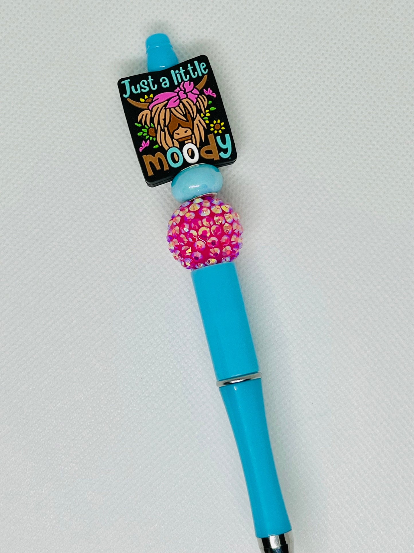 Beaded Highland Cow Just a Little Moody Ink Pen | Teacher Gift | Nurse Gift | Stocking Stuffer | Gifts for Her | Gifts for Him