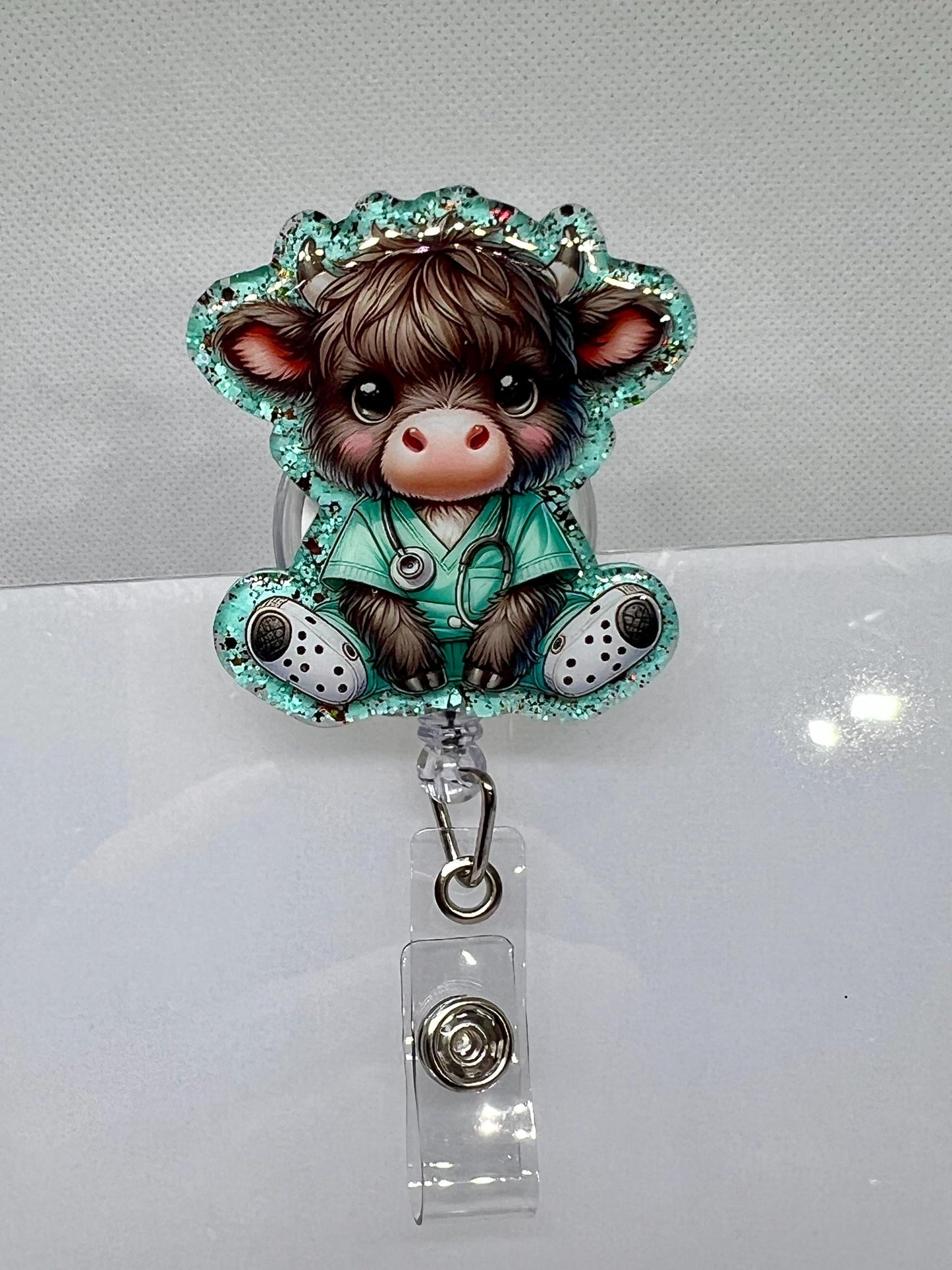 Highland Cow Nurse Acrylic Blank Decal Set, DIY Badge Reels, Medical Blank UVDTF sticker, Unfinished Badge Reel, Badge Reel Blanks