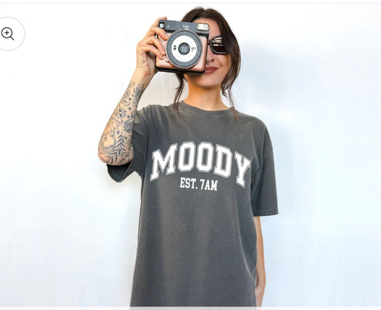 Screen Print Transfer Moody Est 7 AM Single Color | Ready to Press | Screen Print Transfer | White Ink Screen Print Transfer |