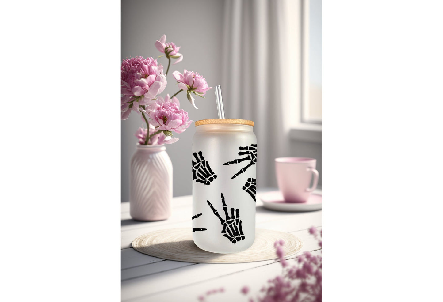 UVDTF Wrap Halloween Skeleton Hands Peace
