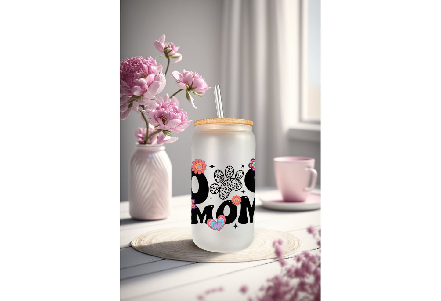 UVDTF Wrap Leopard Paws Dog Mama 16oz Mug Tumbler, Dog Mom Wrap, Dog Paws, Ready to apply, Permanent Waterproof Adhesive