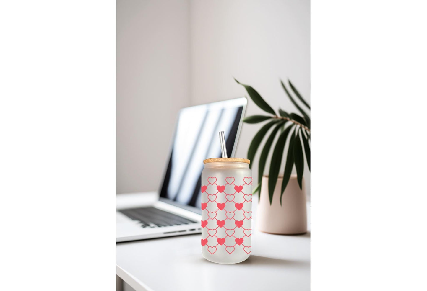 UVDTF Wrap Heart Valentine’s 16oz Can Glass Mug Tumbler,  Ready to Apply, Permanent Waterproof Adhesive