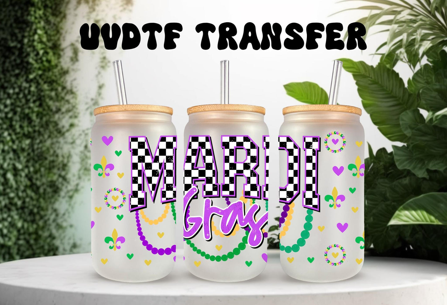 UVDTF Wrap Checkered Mardi Gras Beads