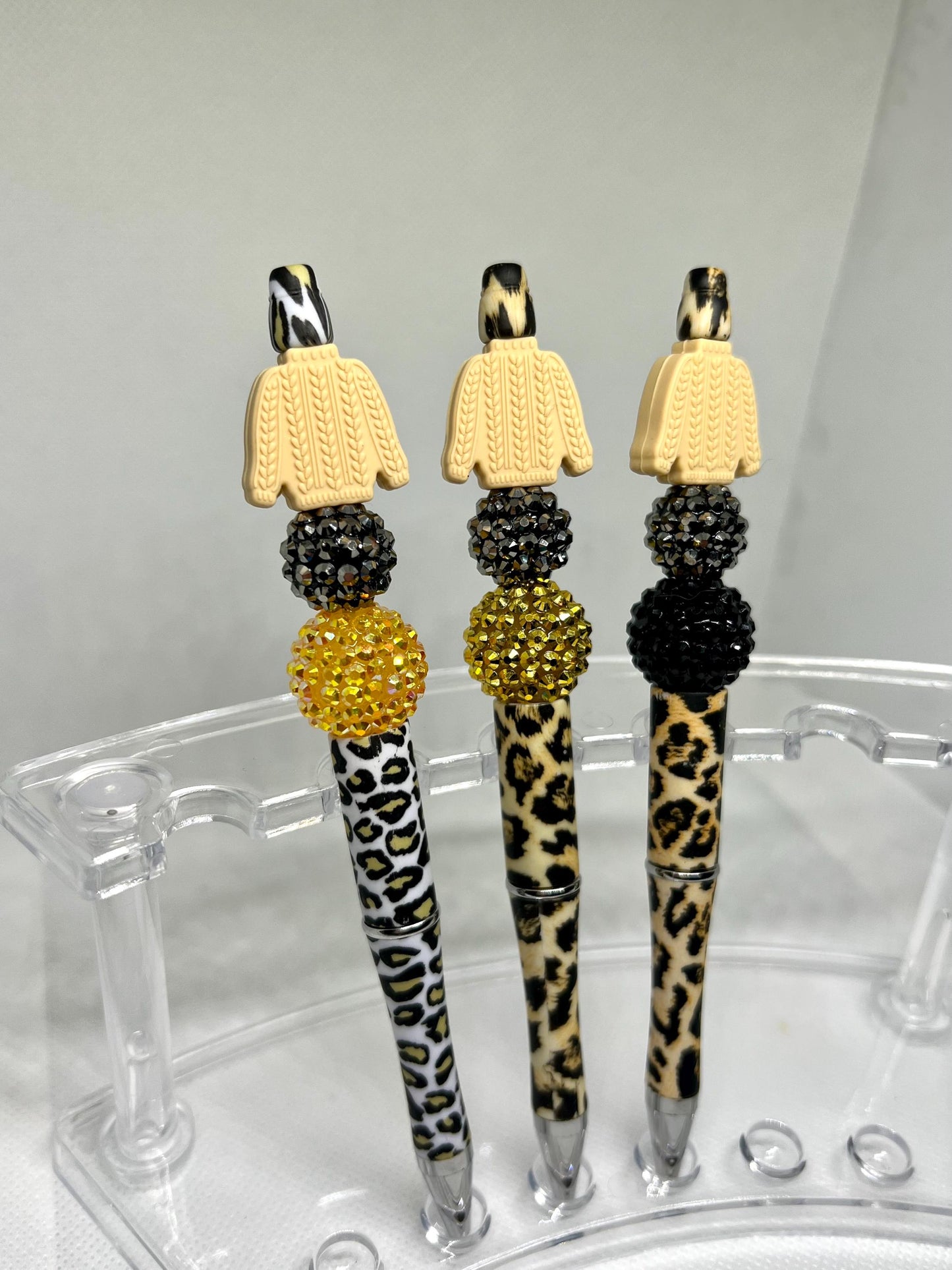 Beaded Pen Sweater Leopard Print