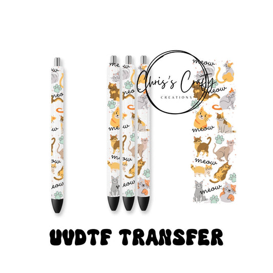 UVDTF Pen Wrap Cat Meow Pen Wrap, Ready to Apply, Permanent Waterproof Adhesive