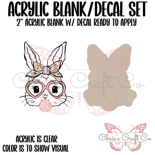 Easter Bunny Bubble Acrylic Blank Decal Set, DIY Badge Reels, Bow Blank and UVDTF sticker, Unfinished Badge Reel, Badge Reel Blanks