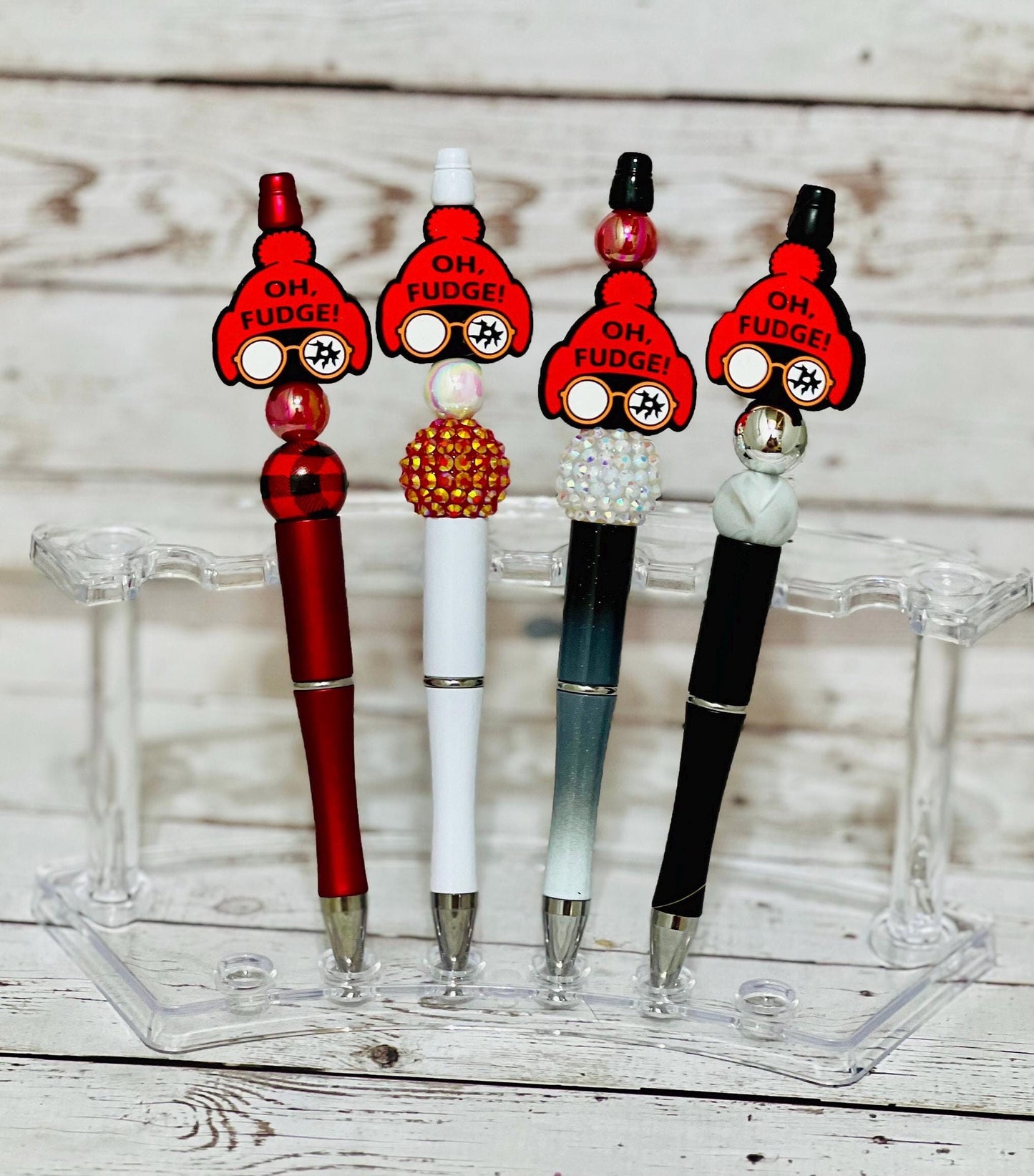 Beaded Pen Red Hat Oh Fudge Ink Pen, Christmas Pen, Nurse Gifts, Teacher Gifts, Graduation Gifts, Gifts for Her, Retractable Pen