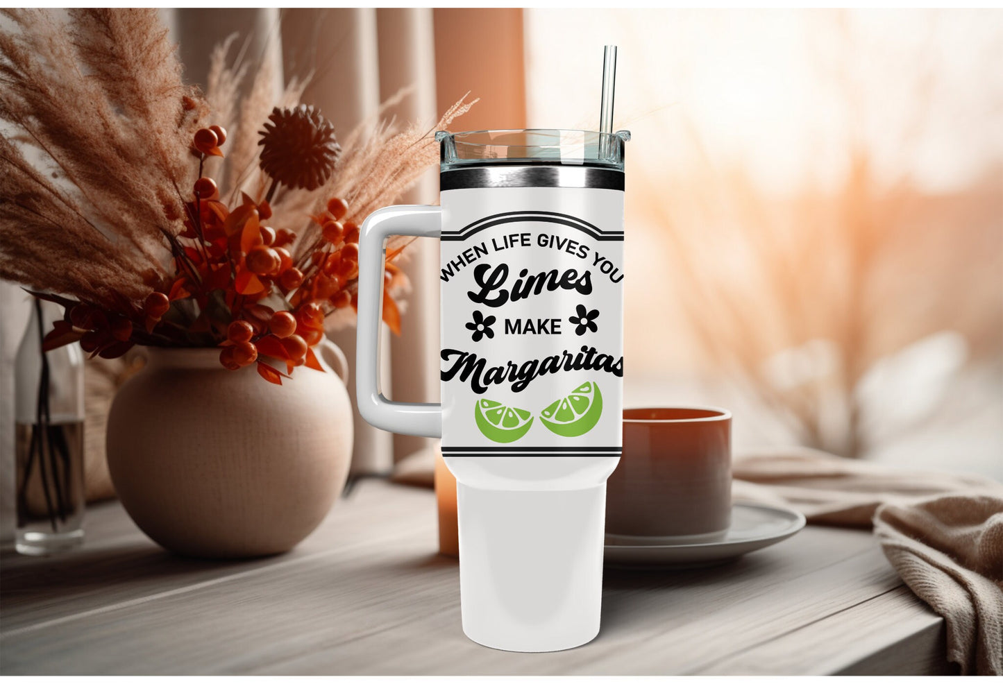 UVDTF Wrap Limes Make Margaritas 16 oz Can Glass Mug Tumbler, Ready to Apply, Permanent Waterproof Adhesive