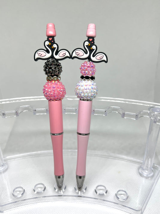 Cute Swans Pink Beaded Pen, Cat pen, Fun Pens Acrylic  Beads, Beaded Pen, Retractable Ink Pen, Gifts