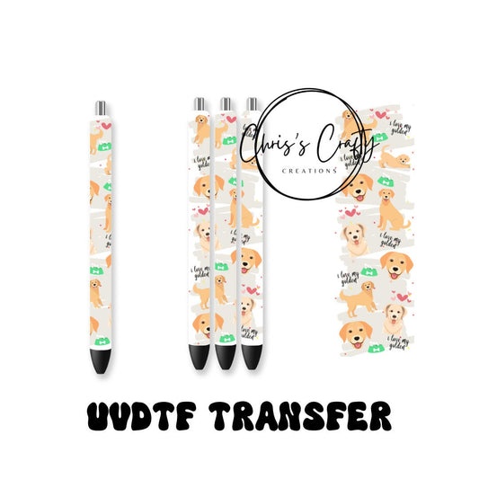 UVDTF Pen Wrap Golden Retriever Dog, Dog Mom, Permanent Waterproof Adhesive, Ready to apply